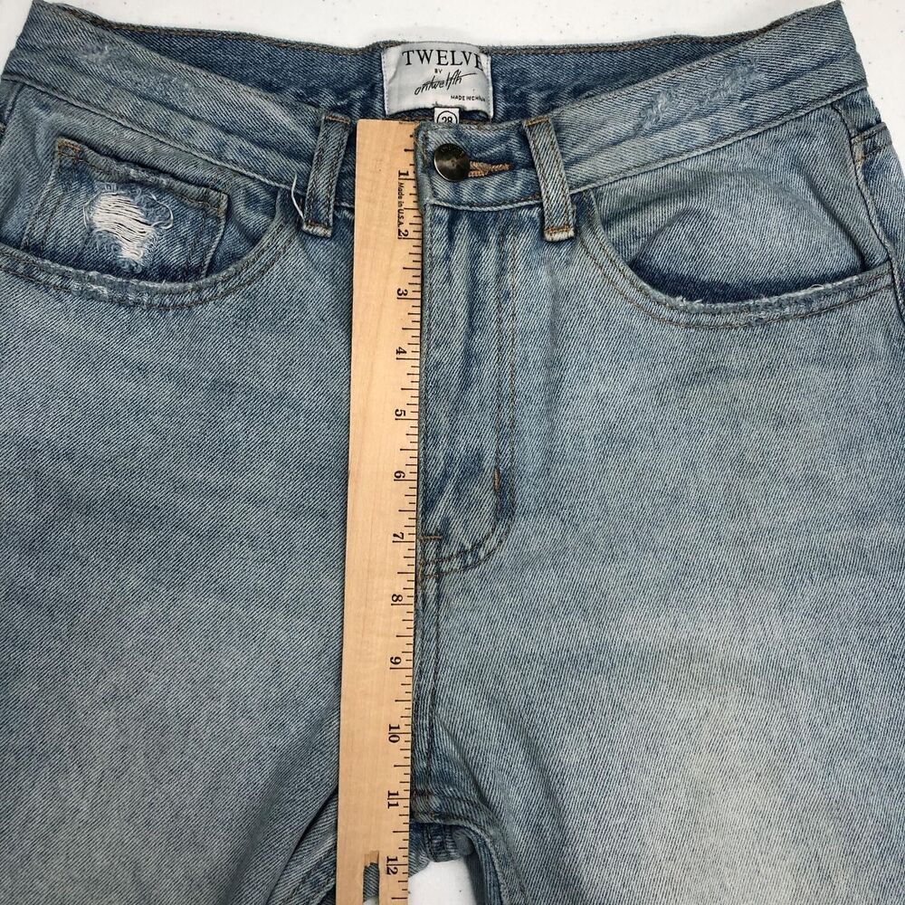 Twelve Jeans Womens 28 Blue High Rise Straight Crop Raw Hem Distressed Denim - Picture 7 of 13